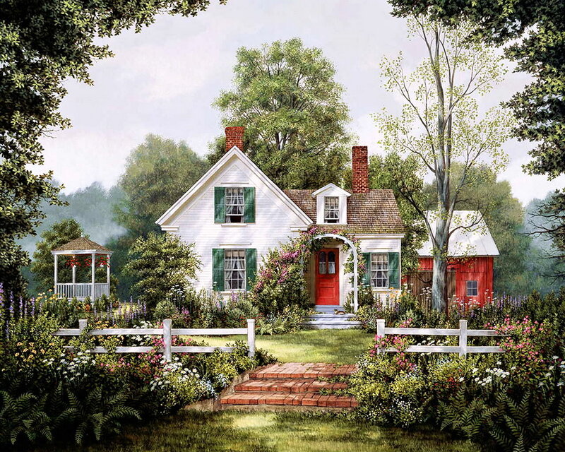 White House with Red Door — Serene