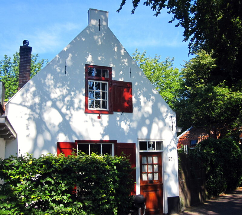 White House with Red Shutters — Serene