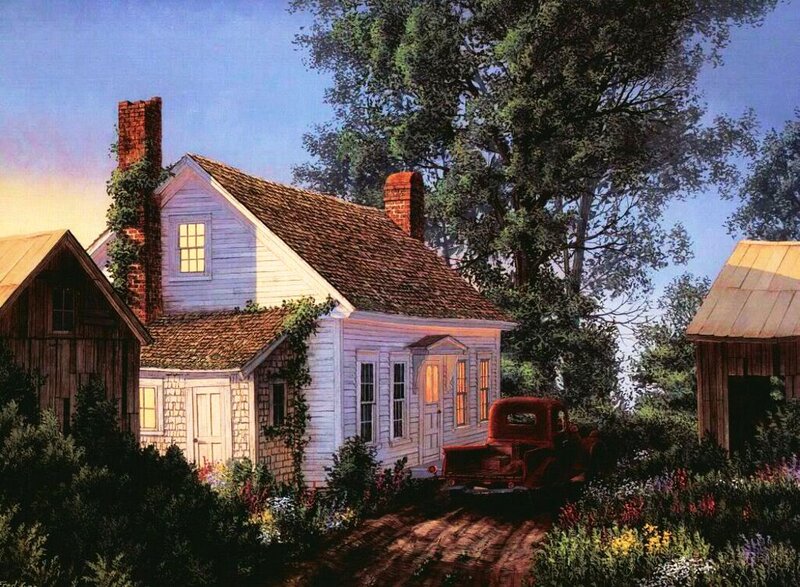 White House with Red Truck — Serene
