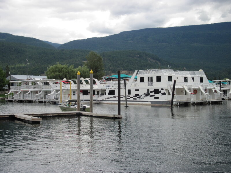 White Houseboats at Dock