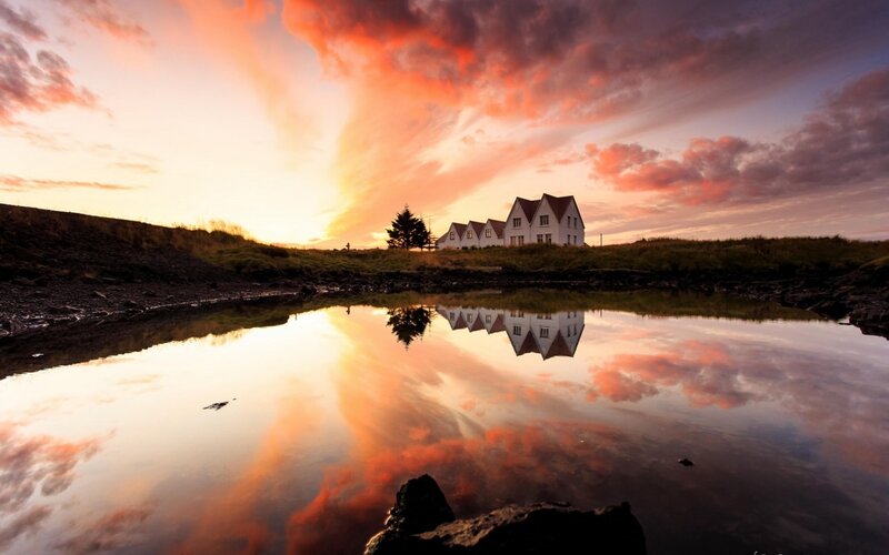 White Houses at Sunset
