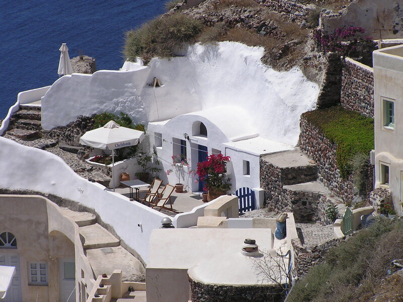 White houses on a Greek cliffside