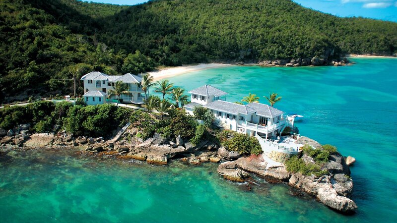 White Houses on Cliff — Blue
