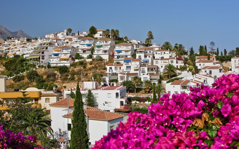 White Houses on Hillside — Serene, Afternoon