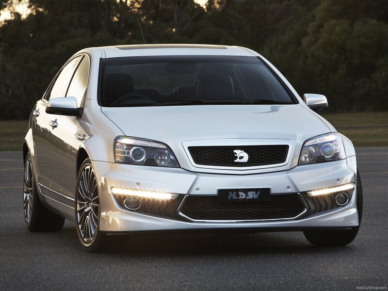 white HSV sedan front view