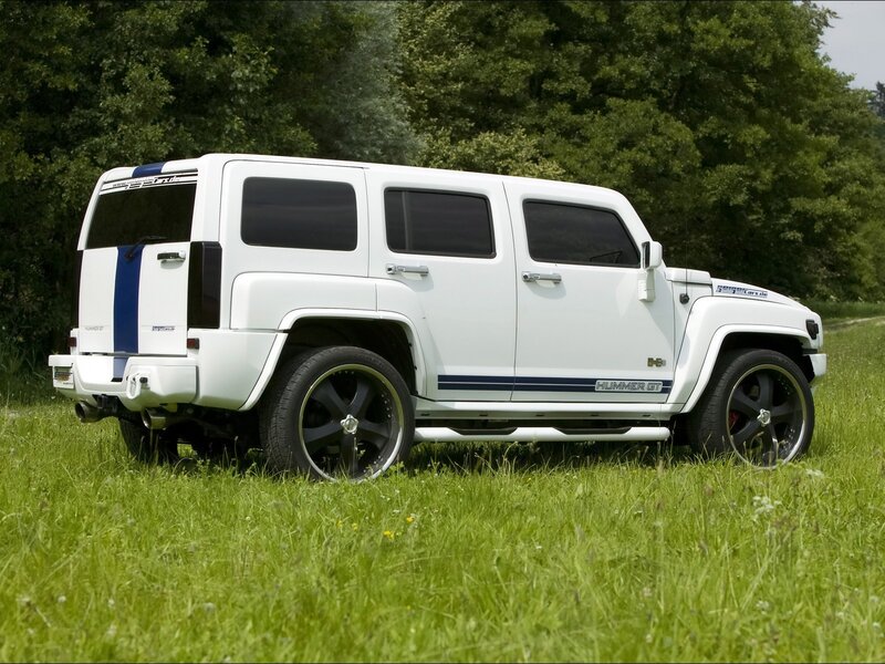 White Hummer GT in a field
