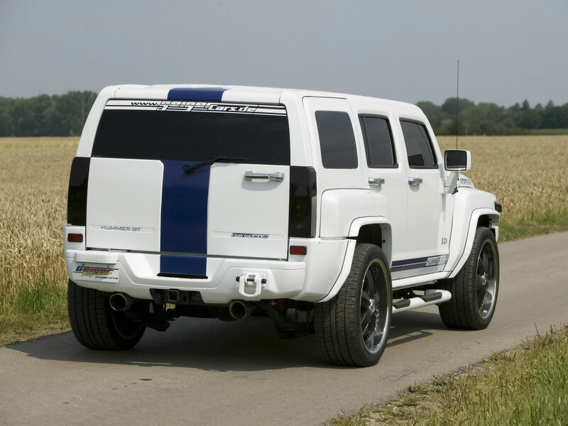 White Hummer GT on a country road