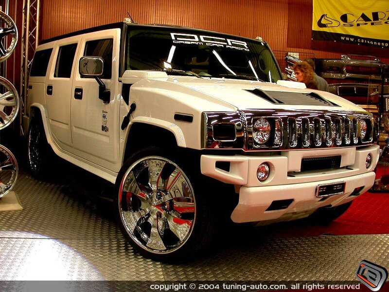 White Hummer H2 at car show