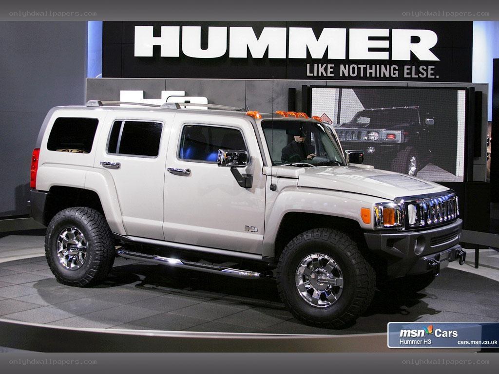 White Hummer H3 on display
