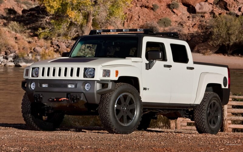 white hummer h3t pickup truck