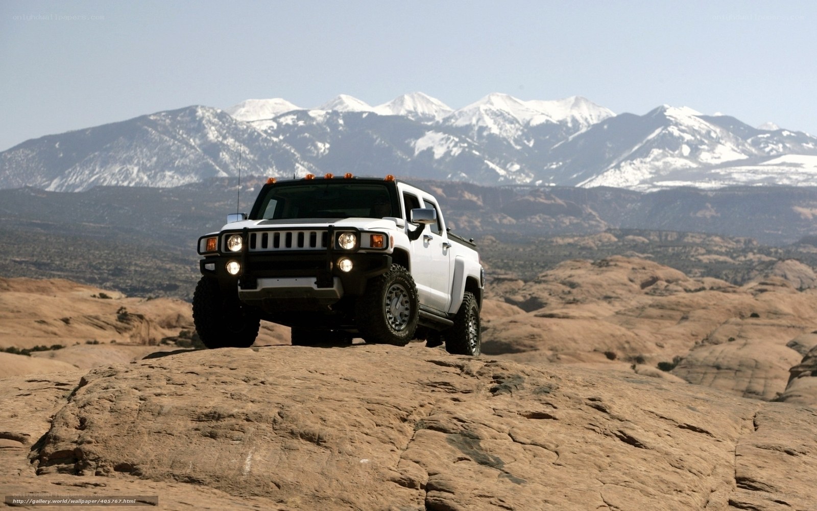 White Hummer on rocky terrain