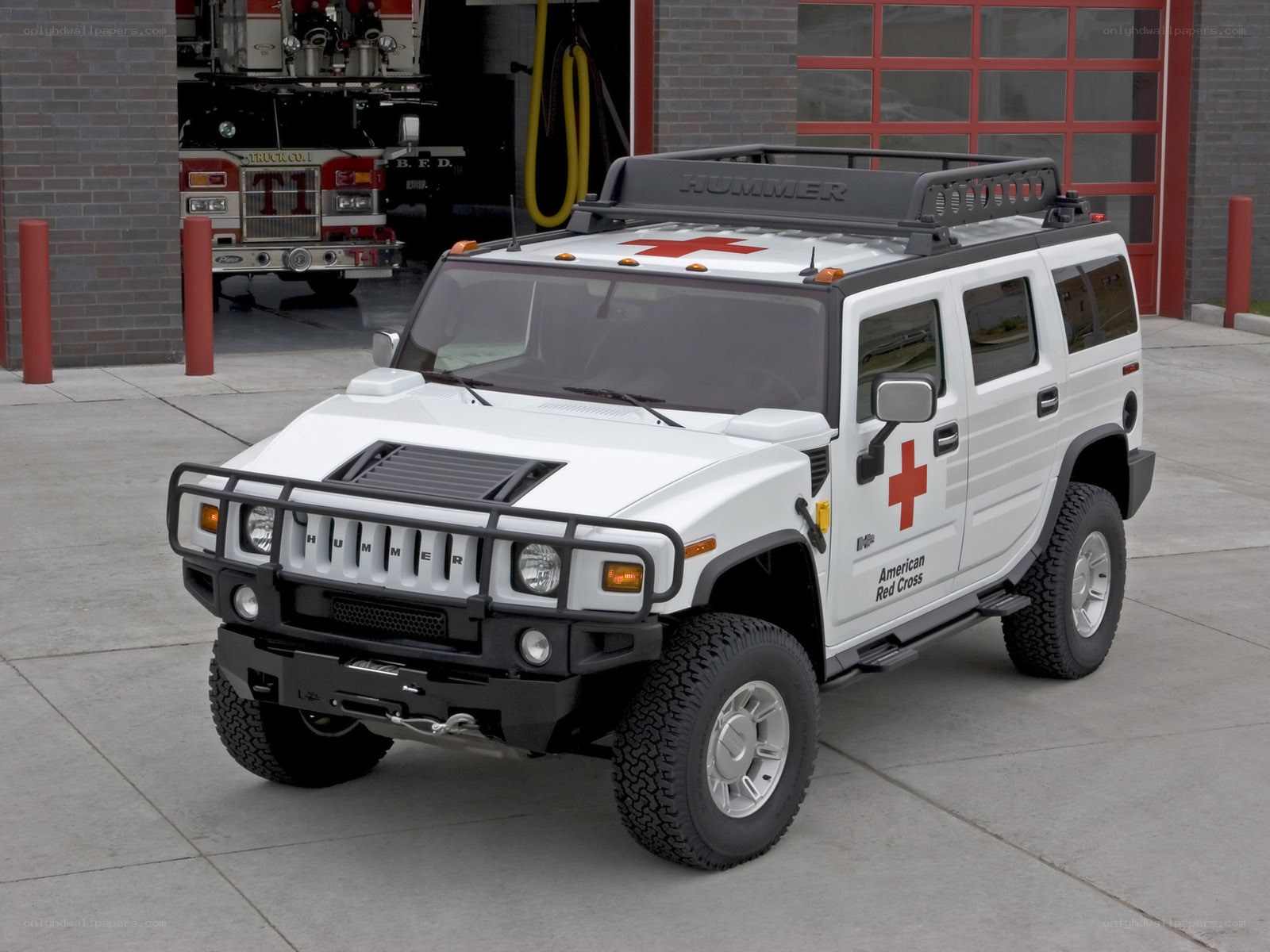 White Hummer with Red Cross