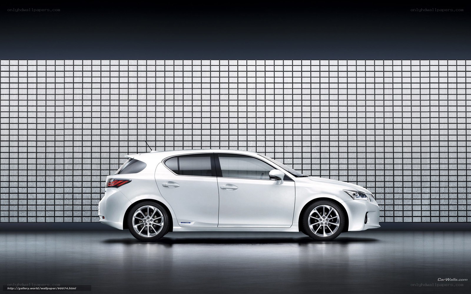 white hybrid car side view