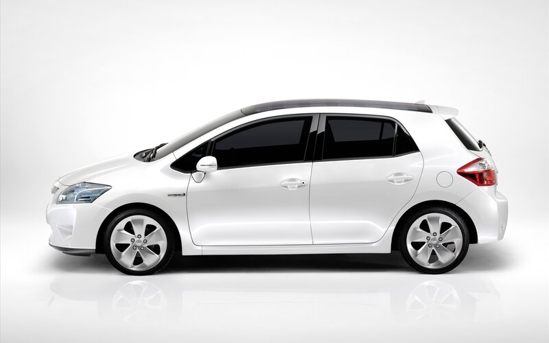 white hybrid hatchback car