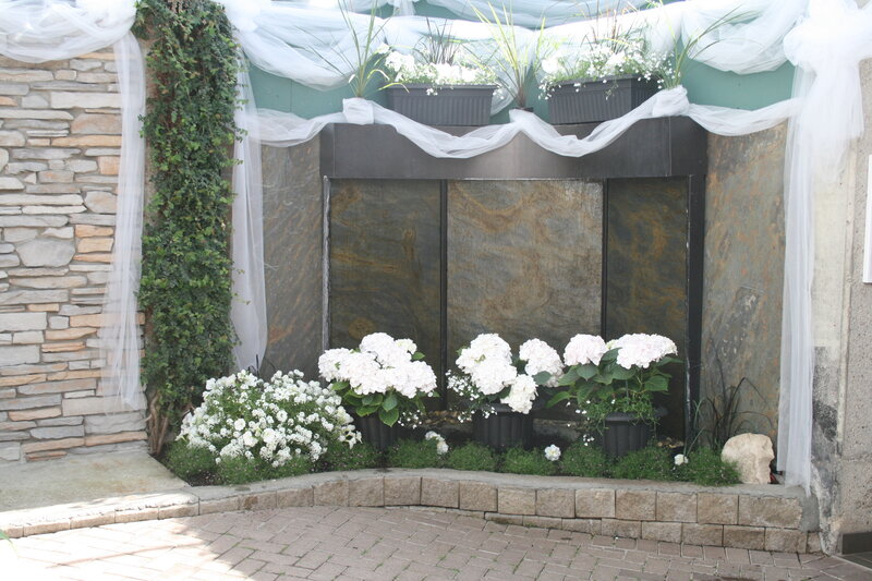 White Hydrangeas in Planter
