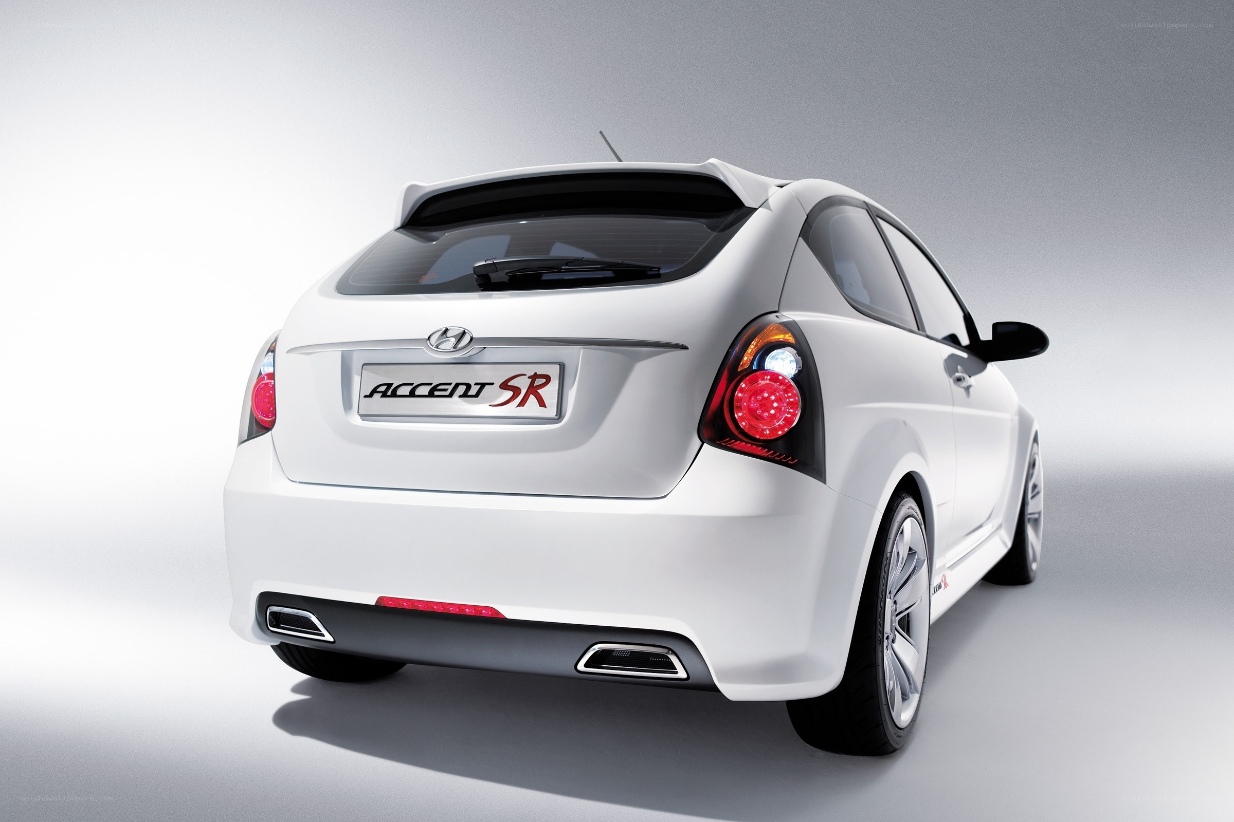 White Hyundai Accent SR rear view