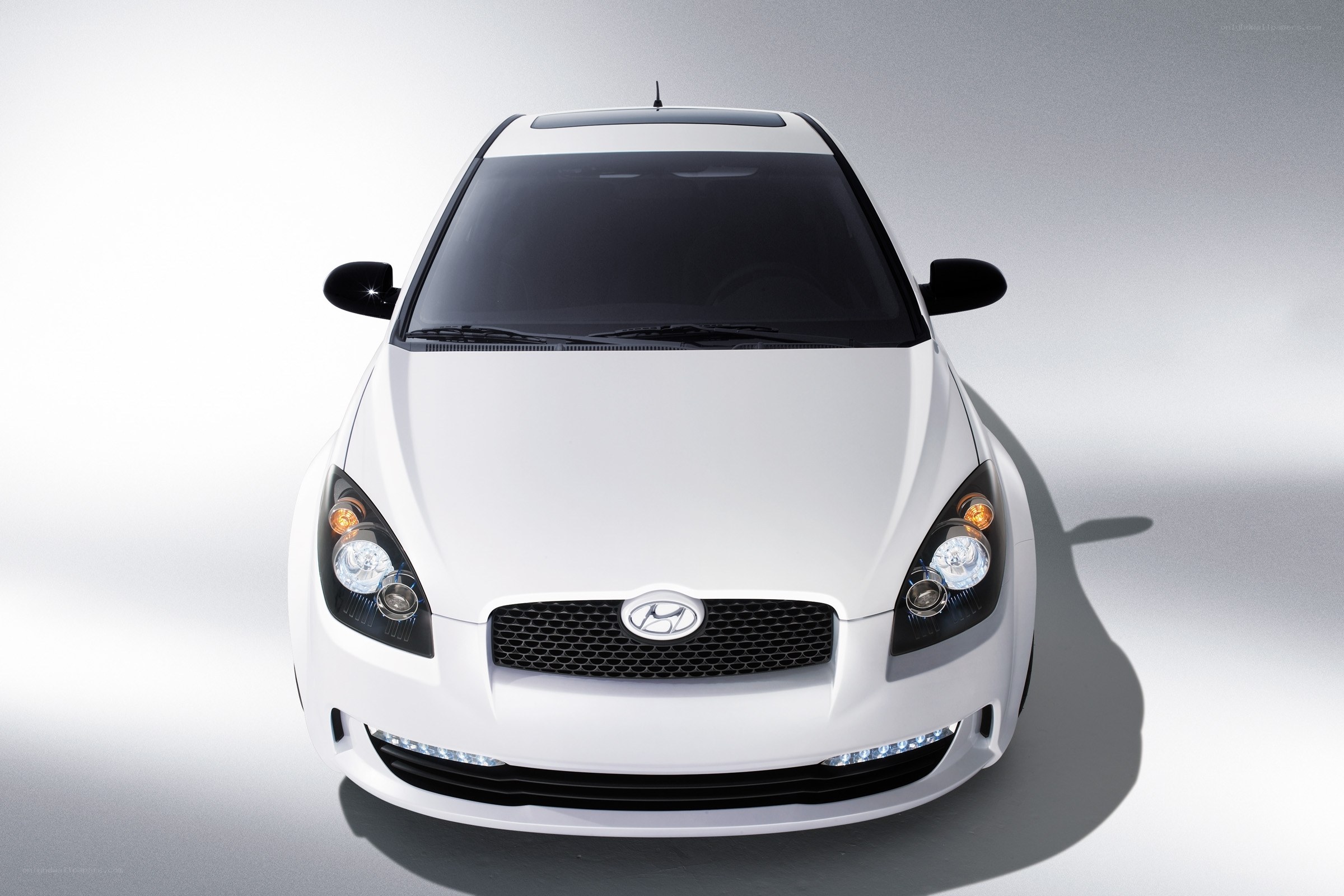 white hyundai car front view