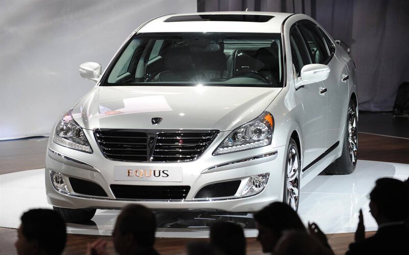 White Hyundai Equus on display