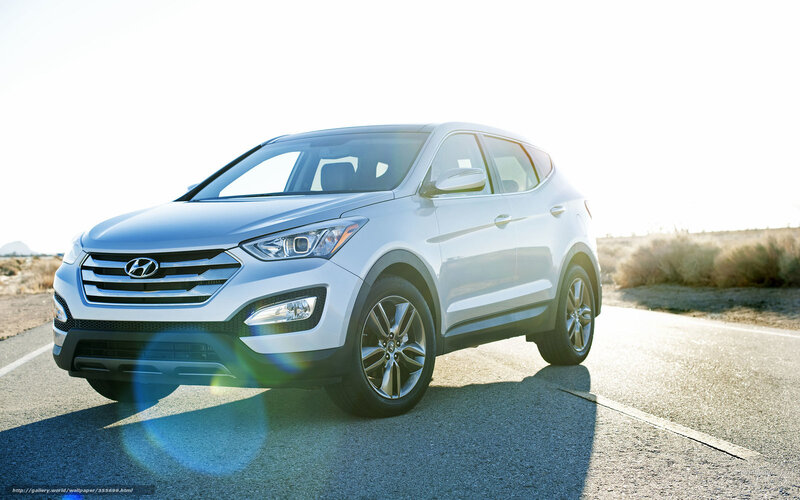 White Hyundai Santa Fe on road