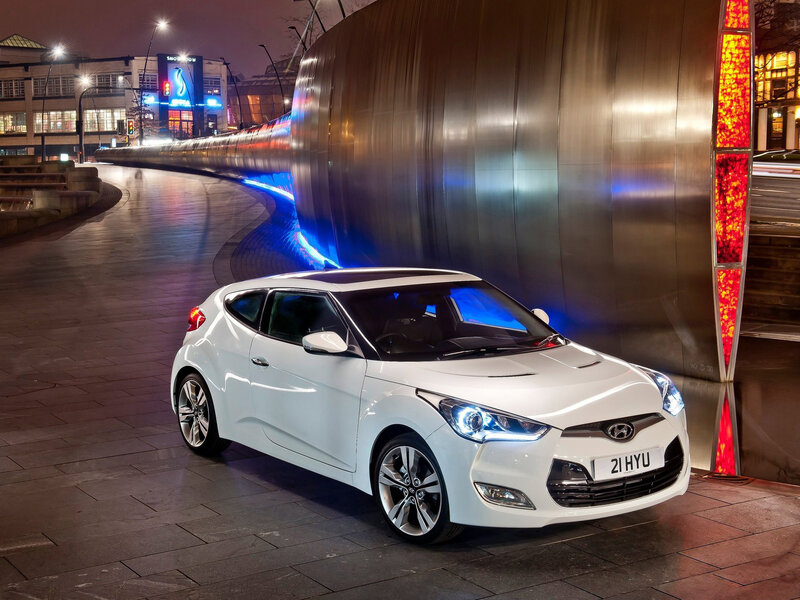 White Hyundai Veloster — Dramatic