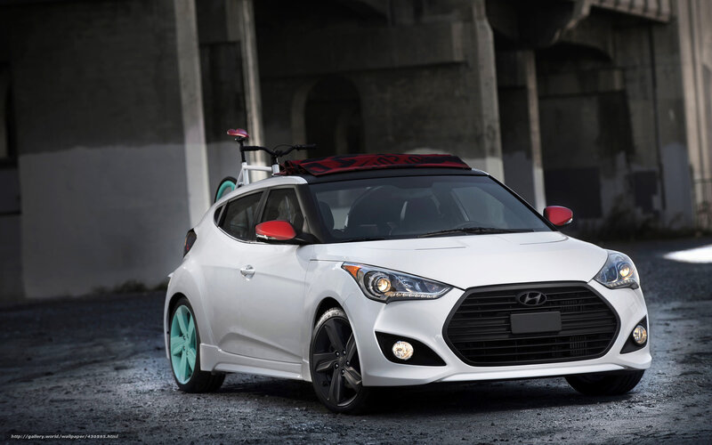 White Hyundai Veloster with bike rack