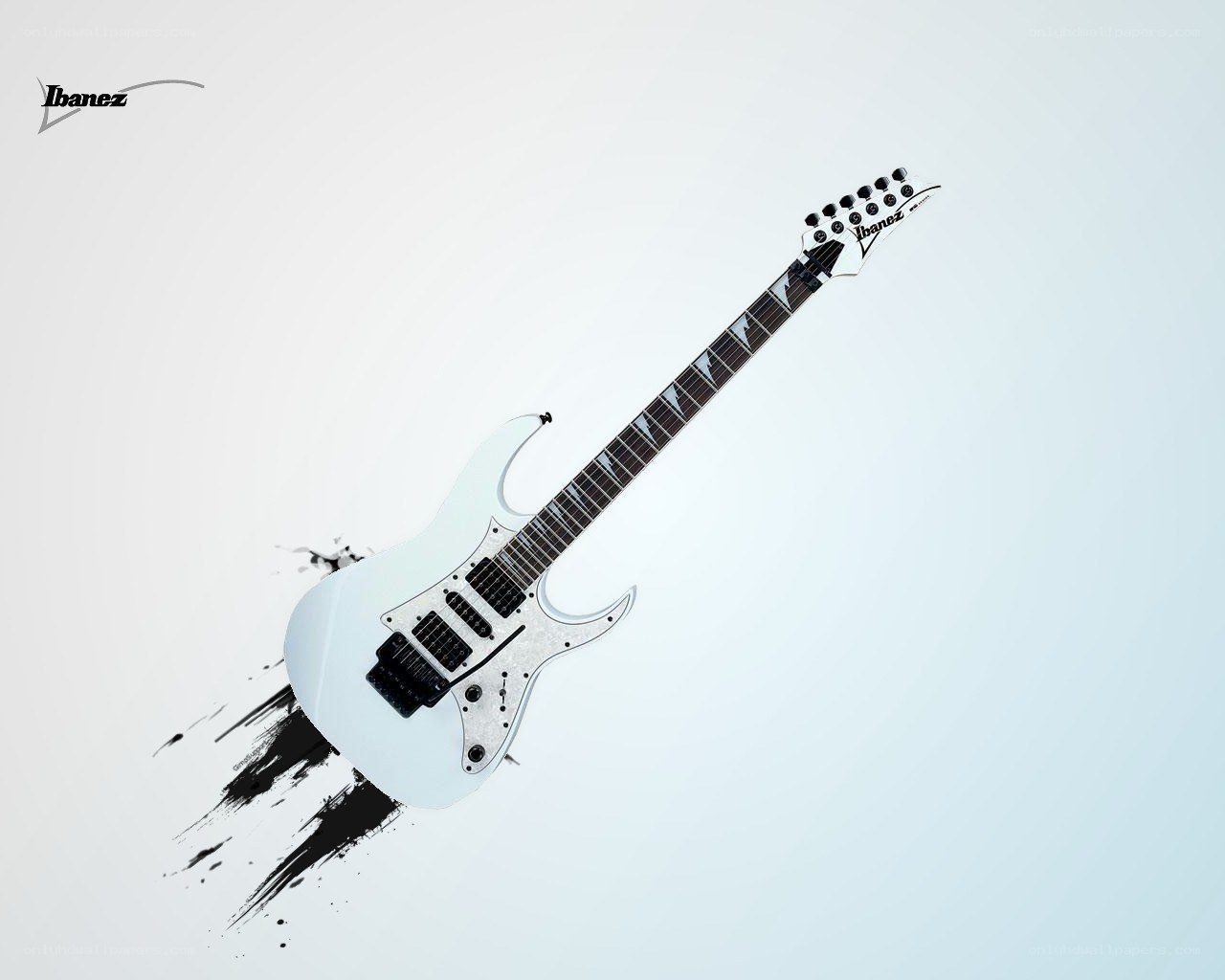White Ibanez electric guitar