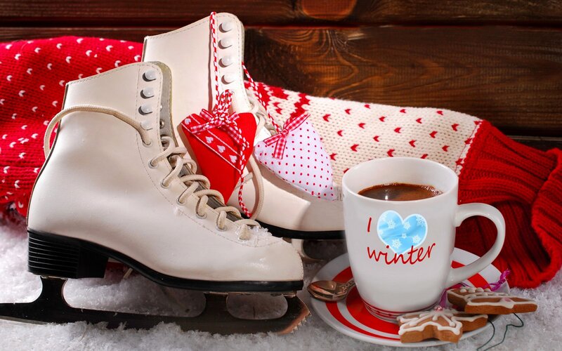 White Ice Skates — Red
