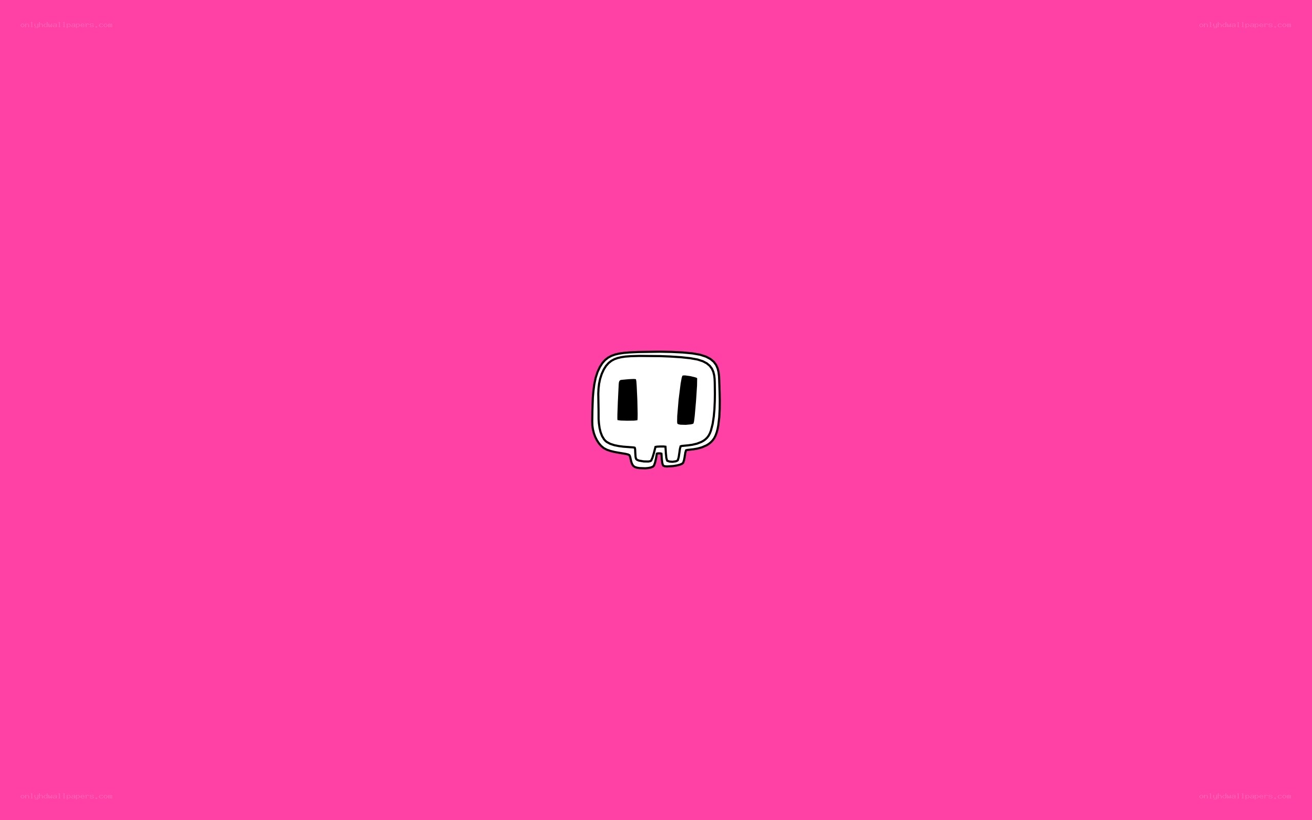 white icon on pink background
