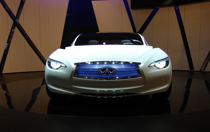 White Infiniti Concept Car — Dramatic, Photograph, Headlights