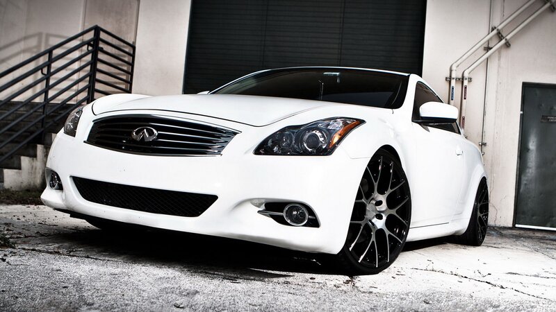 White Infiniti Coupe — Dramatic, Photograph