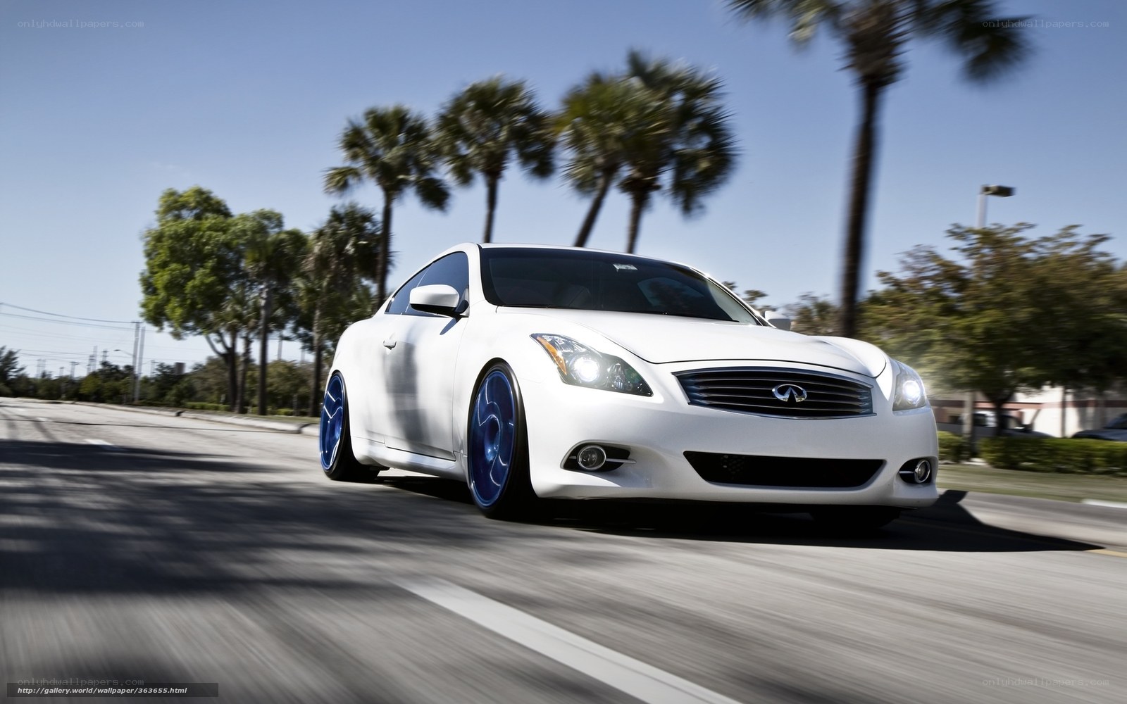white infiniti driving on road