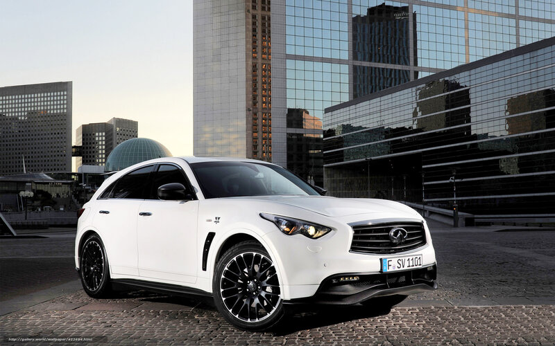 White Infiniti QX70 in city
