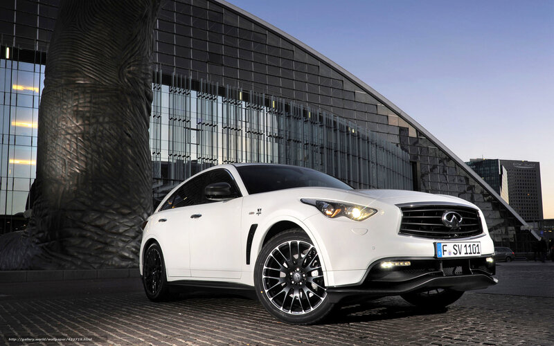 White Infiniti QX70 in urban setting