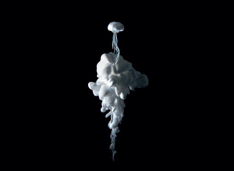 White Ink Cloud in Water — Dramatic