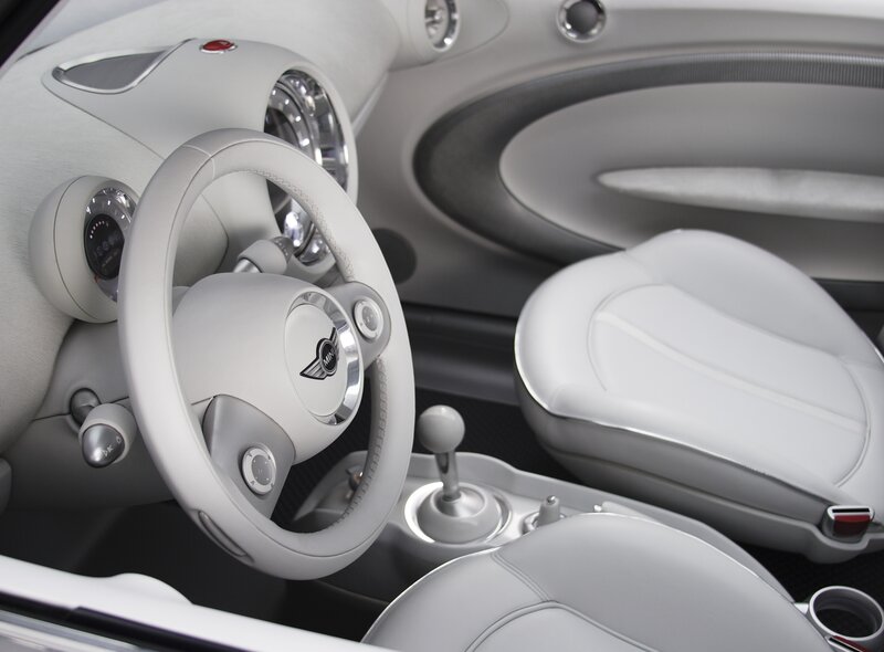 White interior of a MINI car