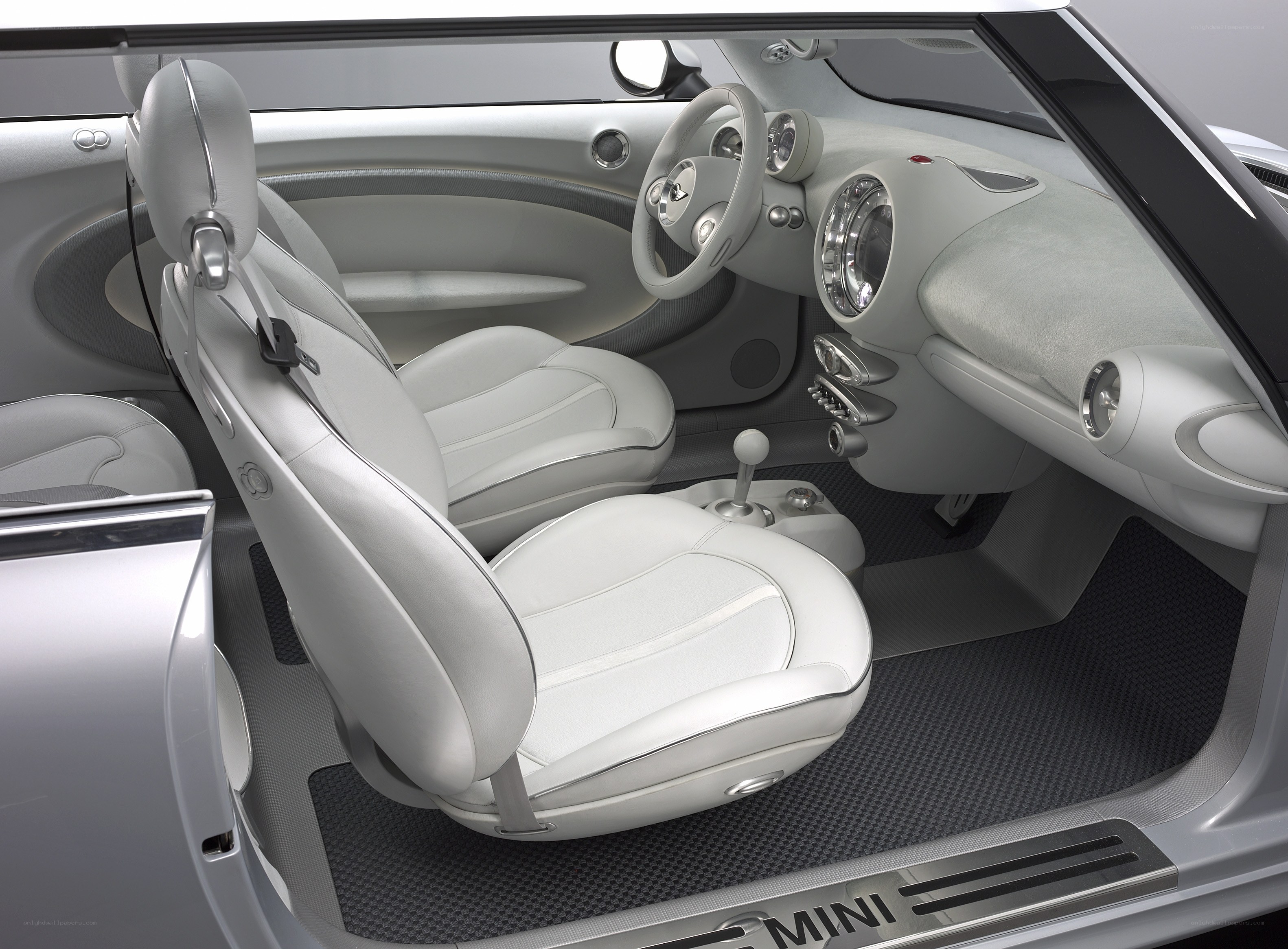 White interior of a MINI car