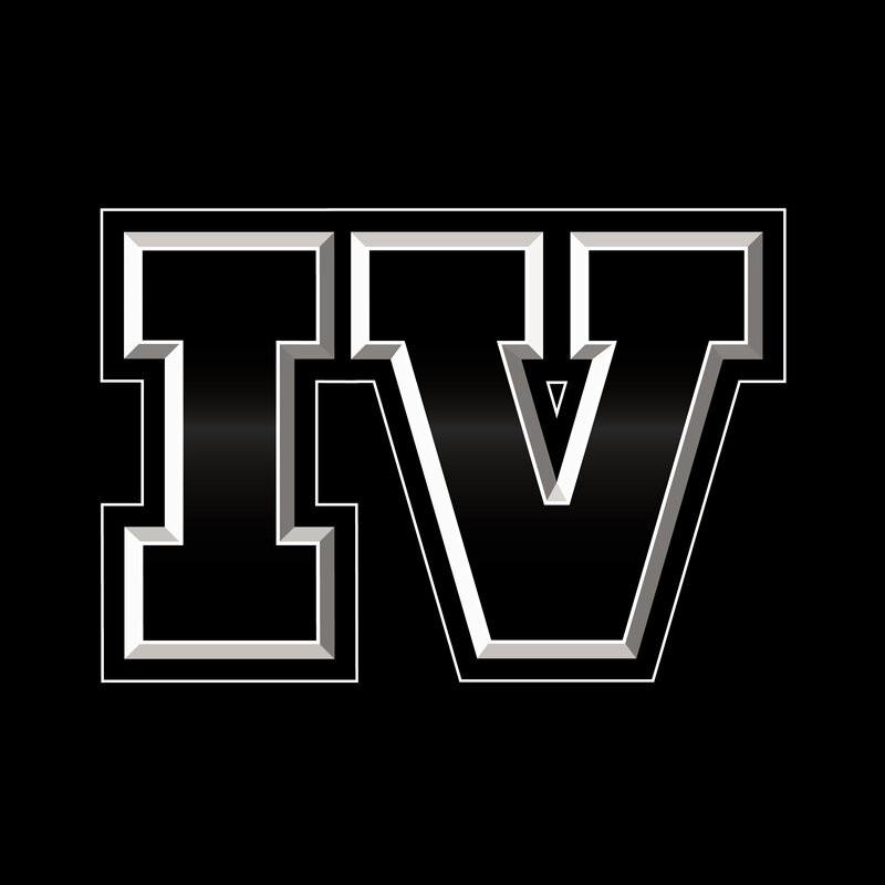 white IV logo on black