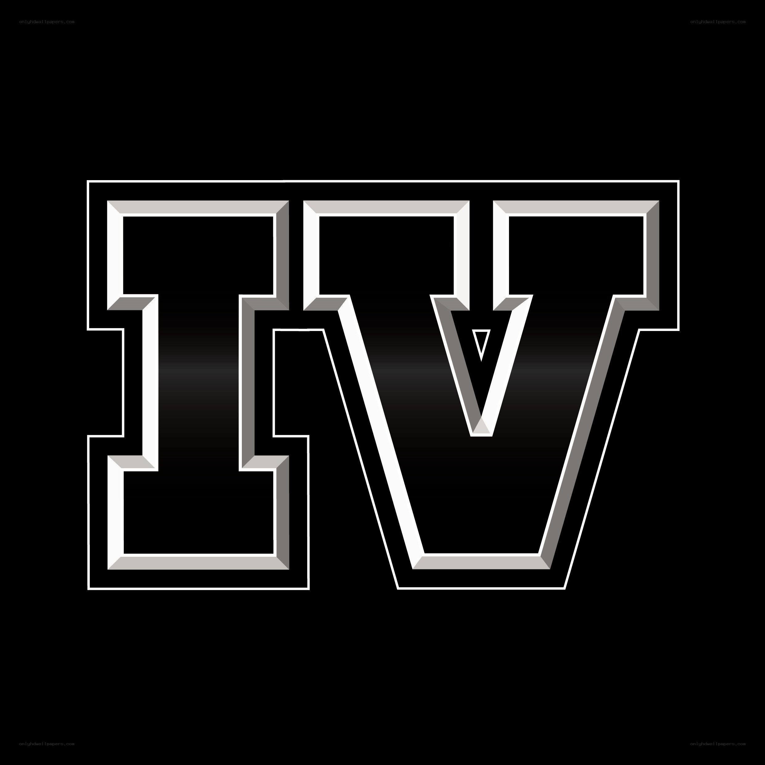 white IV logo on black