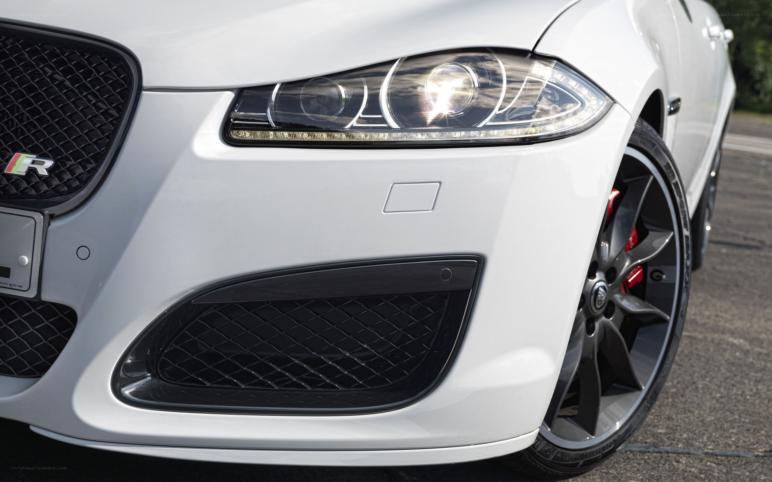 white jaguar car front