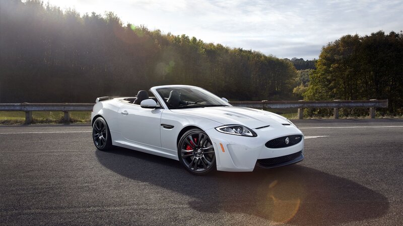 White Jaguar Convertible — Dramatic, Afternoon, Photograph, Road