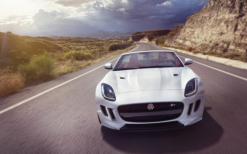 White Jaguar Convertible — Dramatic, Afternoon