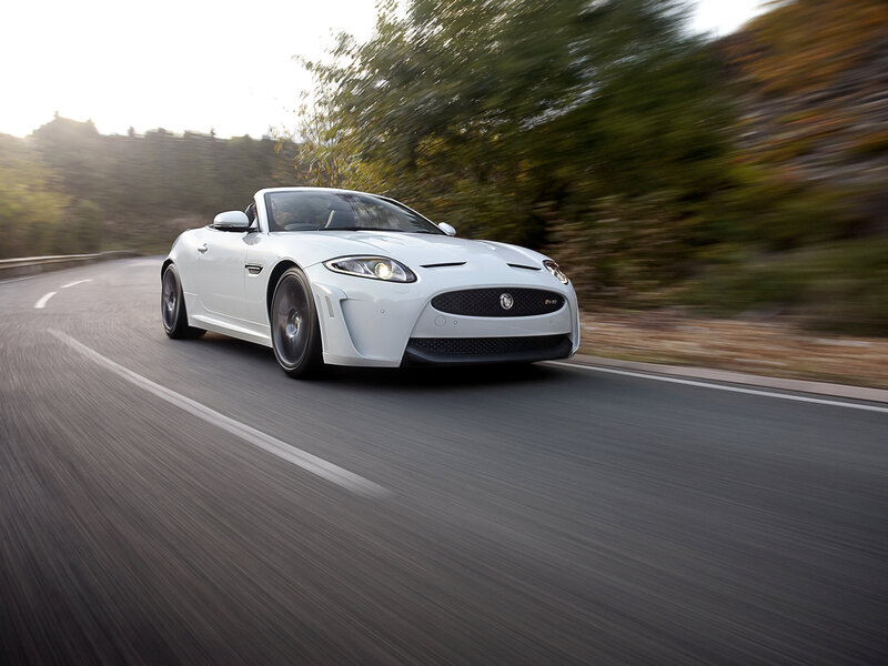 White Jaguar Convertible — Dynamic, Afternoon, Photograph
