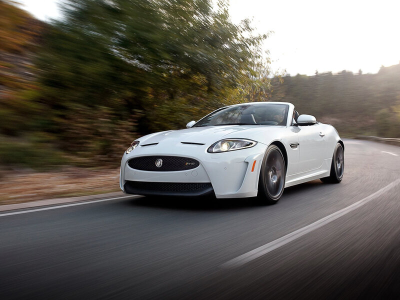 White Jaguar Convertible — Dynamic, Afternoon