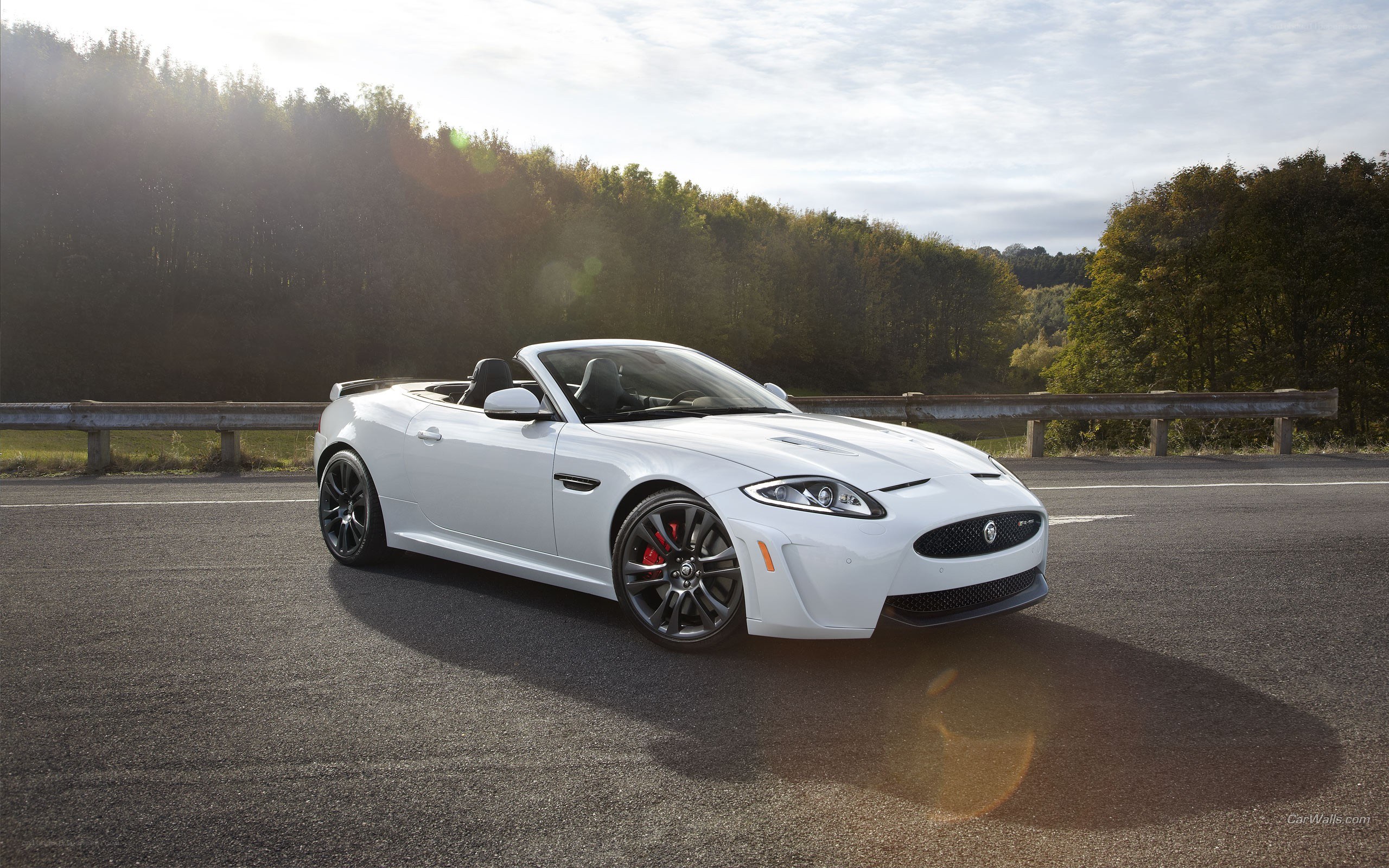 White Jaguar Convertible on Road