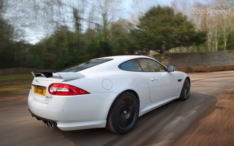 White Jaguar Coupe — Dynamic, Autumn