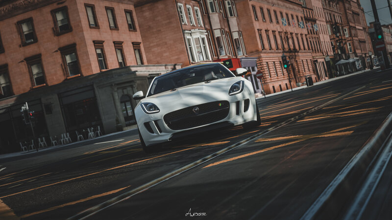 White Jaguar F-type Car — Dramatic, Afternoon