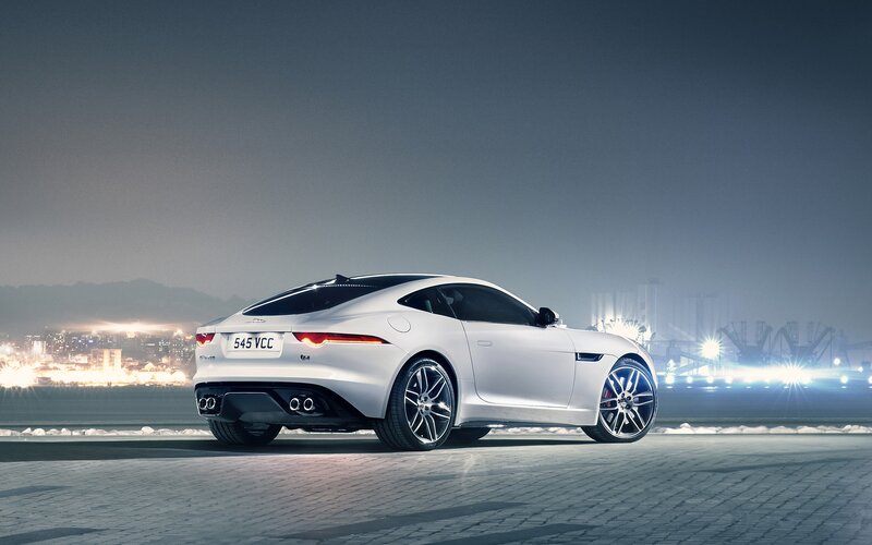 White Jaguar F-type Car — Dramatic, Night, Photograph