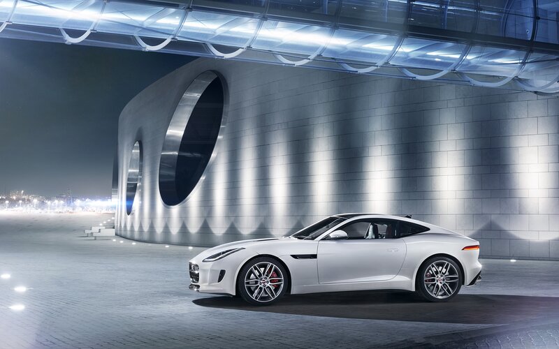 White Jaguar F-type Car — Dramatic, Night