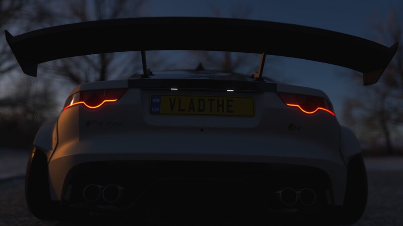 White Jaguar F-type — Dramatic, Night