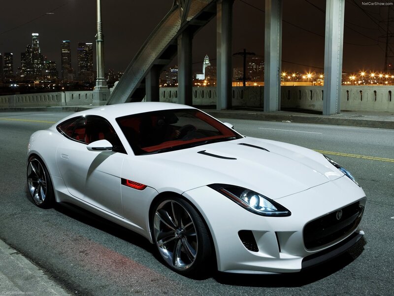 White Jaguar F-Type on a bridge